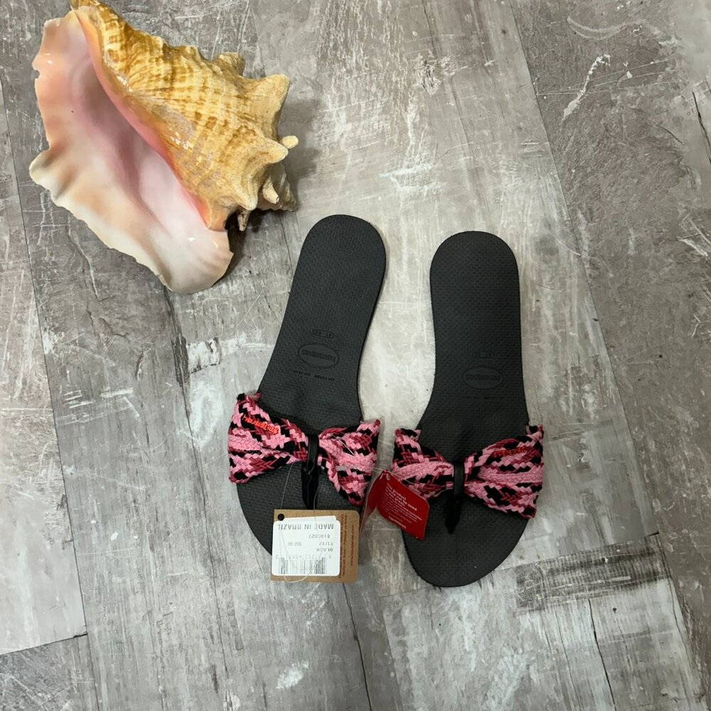 NWT Ladies Havianas Pink Electric Sandals Size 11/12